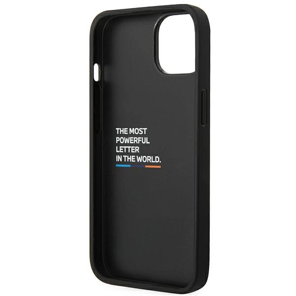 Case BMW BMHCP14S22PTDK iPhone 14 6.1 "black / black Leather Stamp Tricoloreng