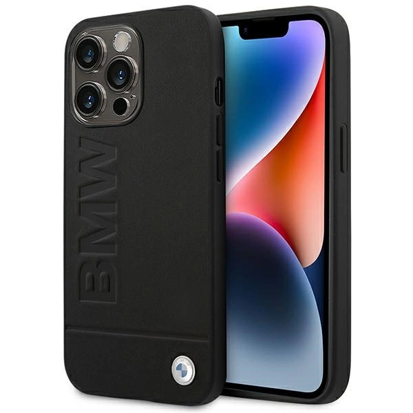 Case BMW BMHCP14XSLLBK iPhone 14 Pro Max 6.7 "black / black Leather Stampeng