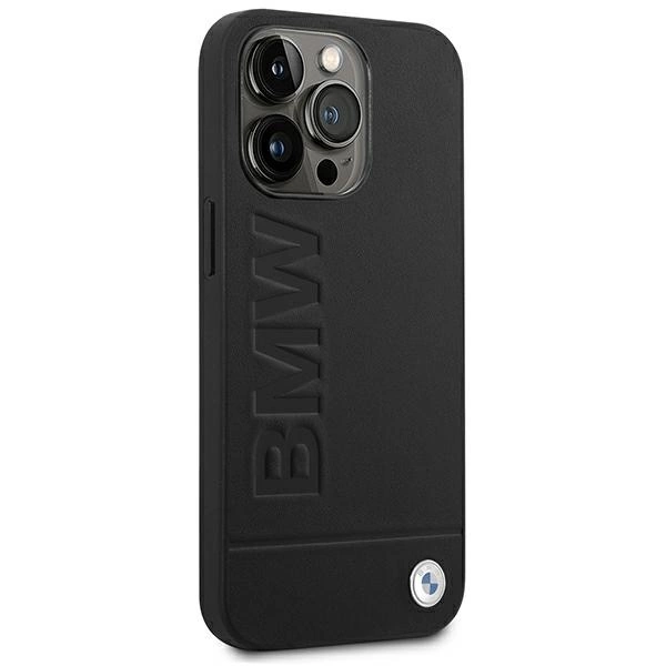 Case BMW BMHCP14XSLLBK iPhone 14 Pro Max 6.7 "black / black Leather Stampeng
