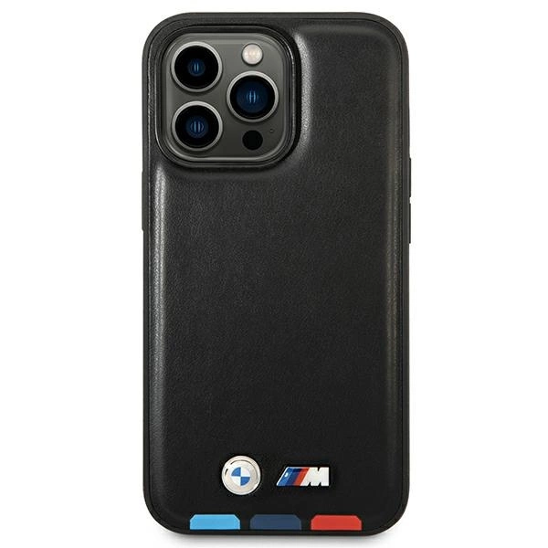 Case BMW BMHMP14L22PTDK iPhone 14 Pro 6.1 "black / black Leather Stamp Tricolor Magsafeeng