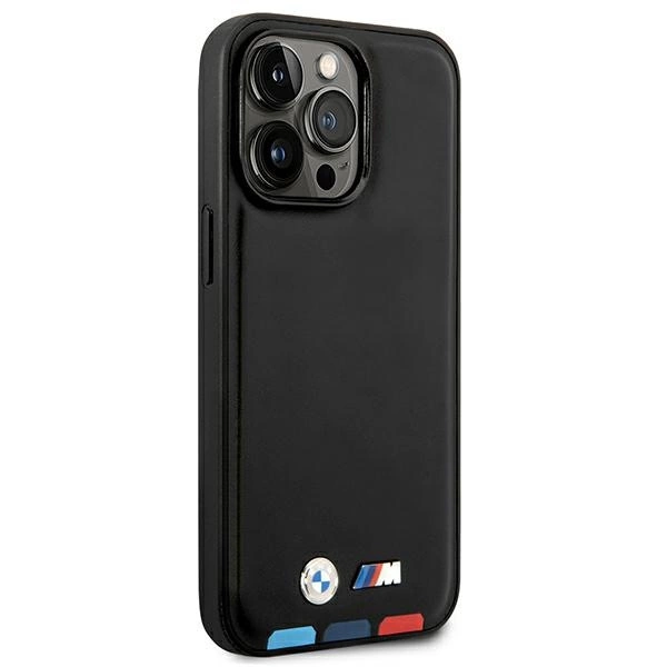 Case BMW BMHMP14L22PTDK iPhone 14 Pro 6.1 "black / black Leather Stamp Tricolor Magsafeeng