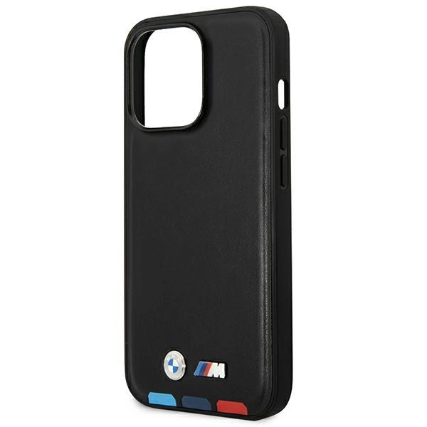 Case BMW BMHMP14L22PTDK iPhone 14 Pro 6.1 "black / black Leather Stamp Tricolor Magsafeeng