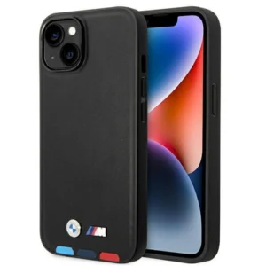 Case BMW BMHMP14M22PTDK iPhone 14 Plus 6.7 "black / black Leather Stamp Tricolor Magsafeeng