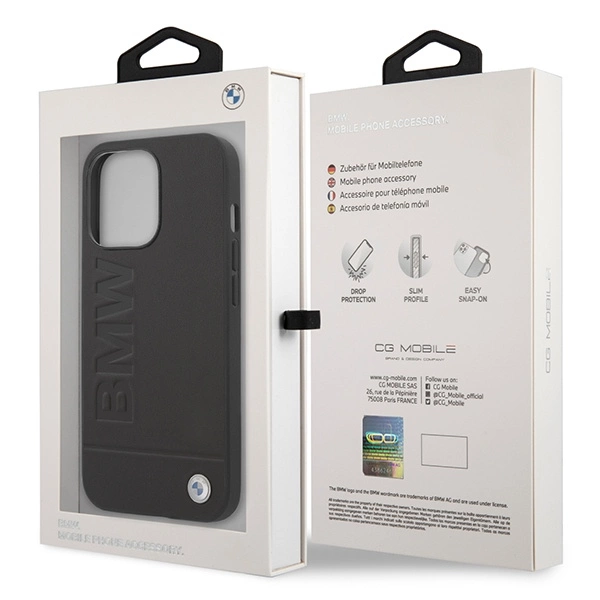 Etui BMW BMHMP14XSLLBK iPhone 14 Pro Max 6,7" czarny/black hardcase Signature Logo Imprint Magsafeeng