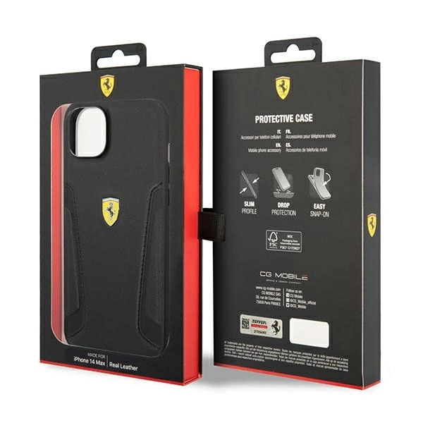 Ferrari FEHCP14MRBUK iPhone 14 Plus 6.7" black/black hardcase Leather Stamp Sideseng