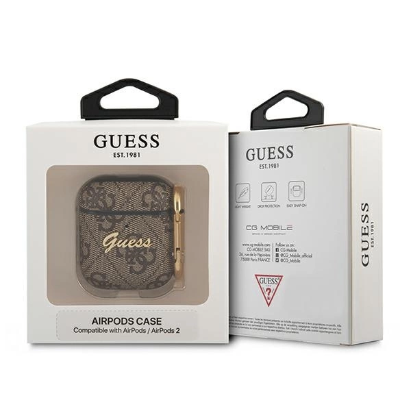 Guess GUA24GSMW AirPods cover brown / brown 4G Script Metal Collectioneng
