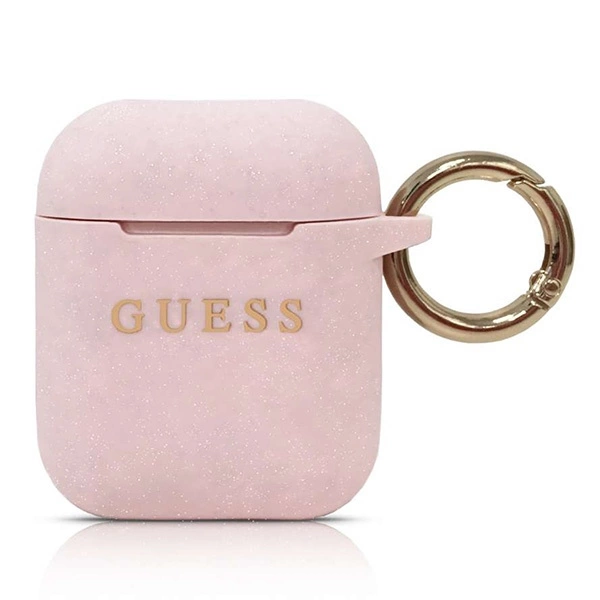 Guess GUACCSILGLLP AirPods cover light pink / pink Silicone Glittereng