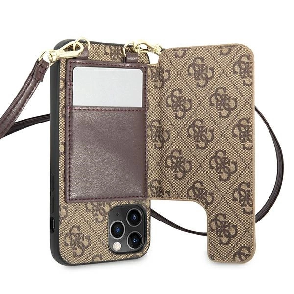 Guess GUHCP12MCB4GB iPhone 12/12 Pro 6.1 "brown / brown hardcase 4G Crossbody Cardsloteng
