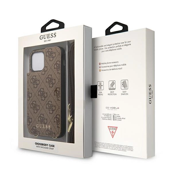 Guess GUHCP12MCB4GB iPhone 12/12 Pro 6.1 "brown / brown hardcase 4G Crossbody Cardsloteng