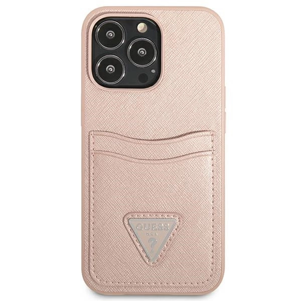 Guess GUHCP13LPSATPP iPhone 13 Pro / 13 6.1 "pink / pink hardcase SaffianoTriangle Logo Cardsloteng
