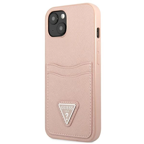 Guess GUHCP13MPSATPP iPhone 13 6.1 "pink / pink hardcase SaffianoTriangle Logo Cardsloteng