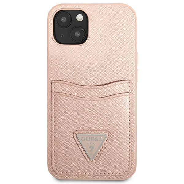Guess GUHCP13MPSATPP iPhone 13 6.1 "pink / pink hardcase SaffianoTriangle Logo Cardsloteng