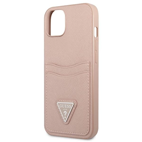 Guess GUHCP13MPSATPP iPhone 13 6.1 "pink / pink hardcase SaffianoTriangle Logo Cardsloteng