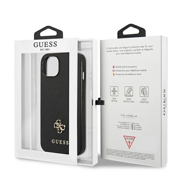 Guess GUHCP13SPS4MK iPhone 13 mini 5,4 "black / black hardcase Saffiano 4G Small Metal Logoeng