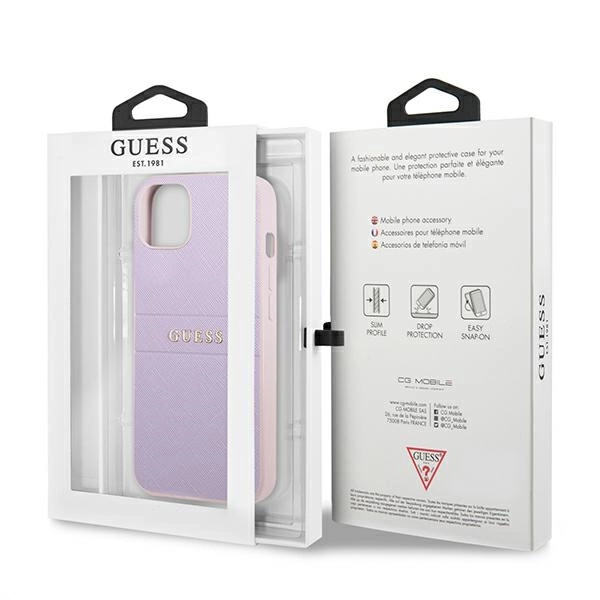 Guess GUHCP13SPSASBPU iPhone 13 mini 5,4 "purple / purple Saffiano Hot Stamp & Metal Logoeng