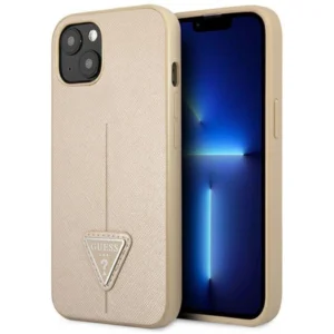 Guess GUHCP13SPSATLE iPhone 13 mini 5,4 "beige / beige hardcase SaffianoTriangle Logoeng