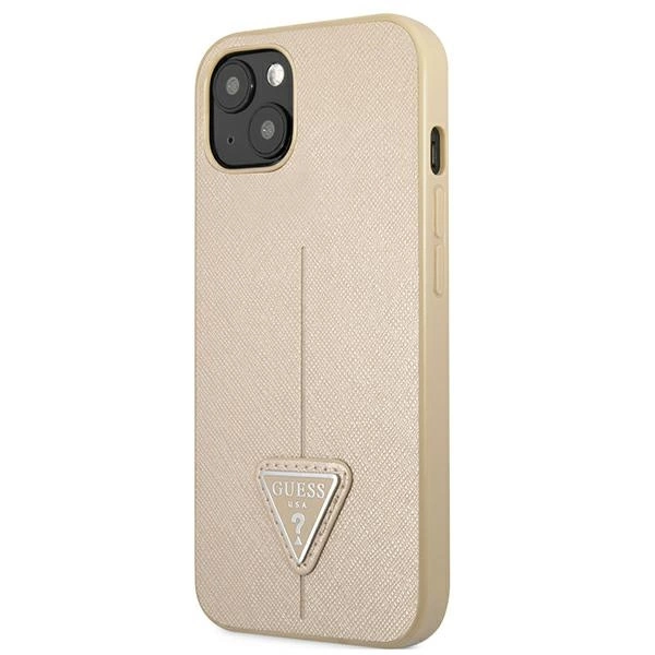 Guess GUHCP13SPSATLE iPhone 13 mini 5,4 "beige / beige hardcase SaffianoTriangle Logoeng