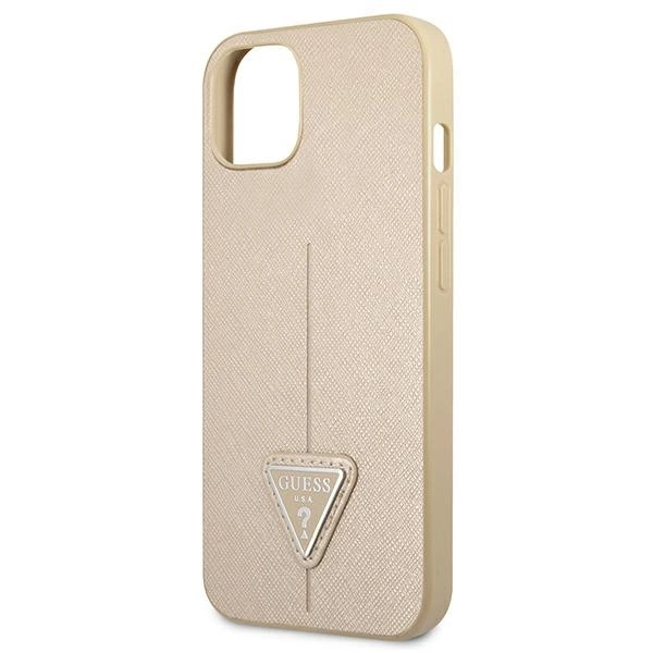Guess GUHCP13SPSATLE iPhone 13 mini 5,4 "beige / beige hardcase SaffianoTriangle Logoeng