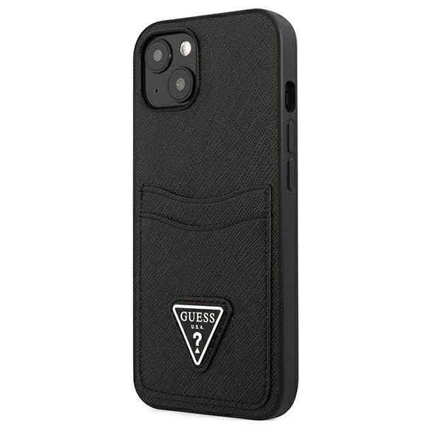 Guess GUHCP13SPSATPK iPhone 13 mini 5,4 "black / black hardcase SaffianoTriangle Logo Cardsloteng