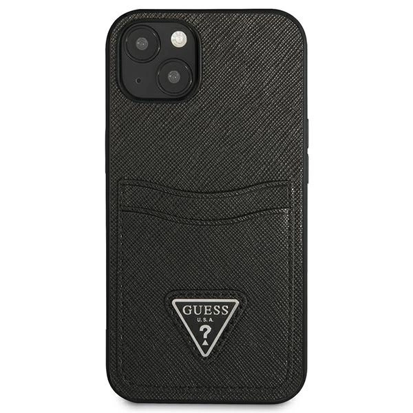 Guess GUHCP13SPSATPK iPhone 13 mini 5,4 "black / black hardcase SaffianoTriangle Logo Cardsloteng