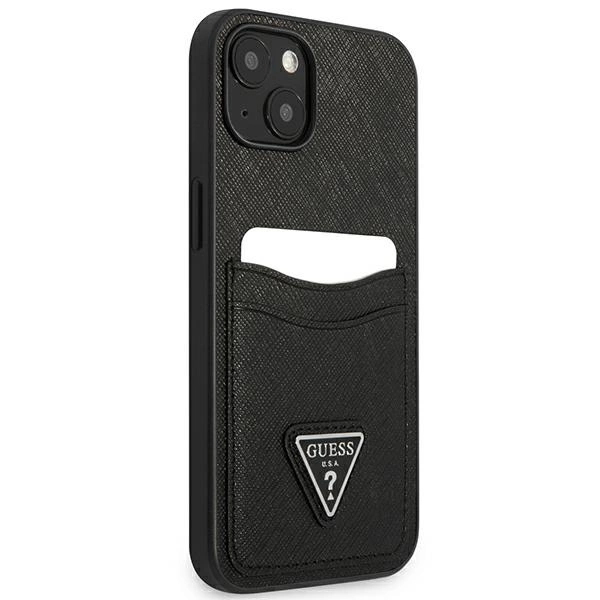 Guess GUHCP13SPSATPK iPhone 13 mini 5,4 "black / black hardcase SaffianoTriangle Logo Cardsloteng