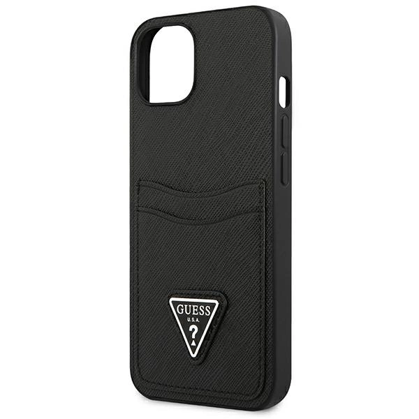 Guess GUHCP13SPSATPK iPhone 13 mini 5,4 "black / black hardcase SaffianoTriangle Logo Cardsloteng