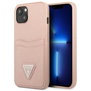 Guess GUHCP13SPSATPP iPhone 13 mini 5,4 "pink / pink hardcase SaffianoTriangle Logo Cardsloteng