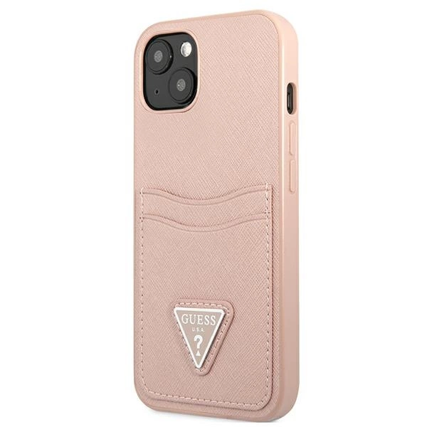 Guess GUHCP13SPSATPP iPhone 13 mini 5,4 "pink / pink hardcase SaffianoTriangle Logo Cardsloteng