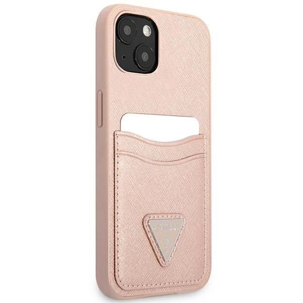 Guess GUHCP13SPSATPP iPhone 13 mini 5,4 "pink / pink hardcase SaffianoTriangle Logo Cardsloteng