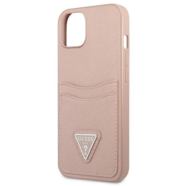 Guess GUHCP13SPSATPP iPhone 13 mini 5,4 "pink / pink hardcase SaffianoTriangle Logo Cardsloteng