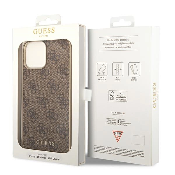 Guess GUHCP14LGF4GBR iPhone 14 Pro 6.1 "brown / brown hardcase 4G Charms Collectioneng