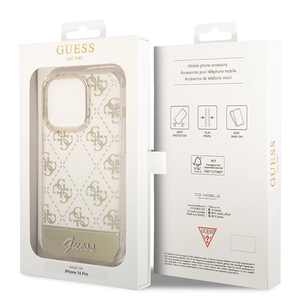 Guess GUHCP14LHG4MHG iPhone 14 Pro 6.1 "gold / gold hardcase 4G Pattern Scripteng