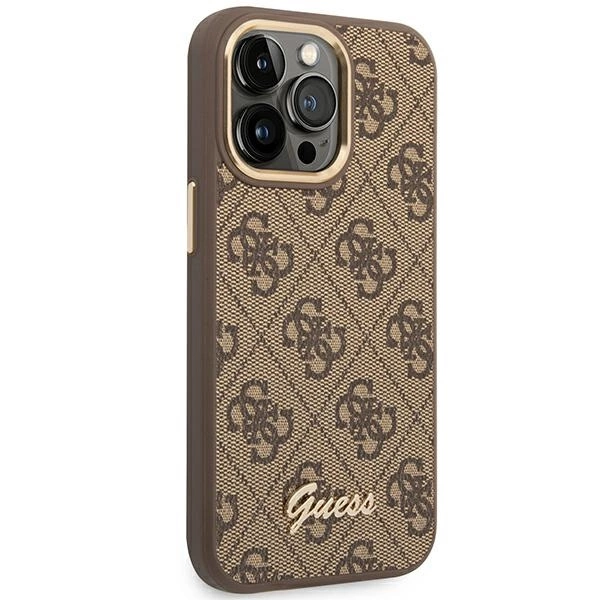 Guess GUHCP14LHG4SHW iPhone 14 Pro 6.1 "brown / brown hard case 4G Vintage Gold Logoeng