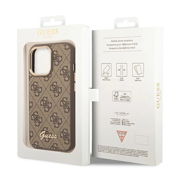 Guess GUHCP14LHG4SHW iPhone 14 Pro 6.1 "brown / brown hard case 4G Vintage Gold Logoeng
