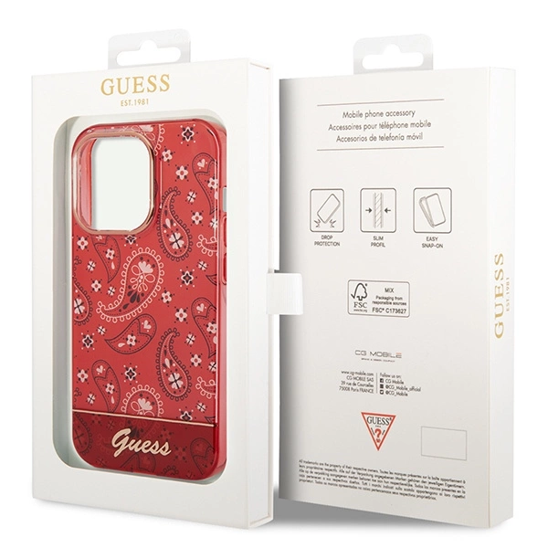 Guess GUHCP14LHGBNHR iPhone 14 Pro 6.1" red/red hardcase Bandana Paisleyeng