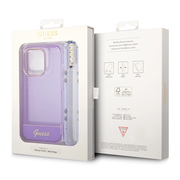 Guess GUHCP14LHGCOHU iPhone 14 Pro 6.1" purple/purple hardcase Translucent Pearl Strapeng