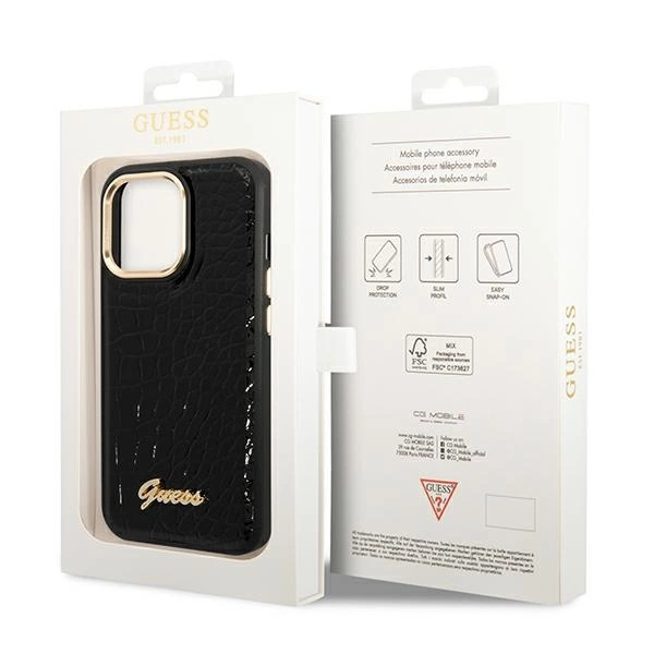 Guess Croco Collection iPhone 14 Pro 6.1" Case - Blackeng