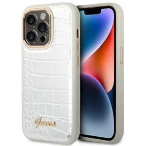 Guess Croco Collection case for iPhone 14 Pro 6.1" - silvereng
