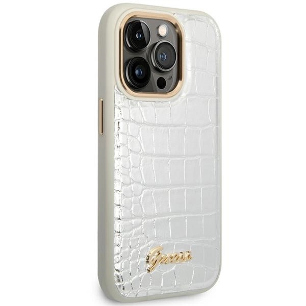Guess Croco Collection case for iPhone 14 Pro 6.1" - silvereng