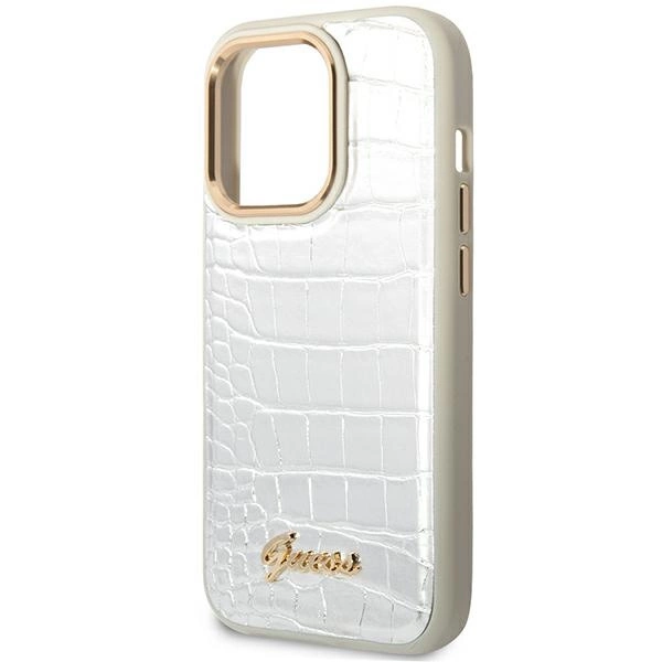 Guess Croco Collection case for iPhone 14 Pro 6.1" - silvereng