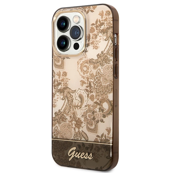 Guess GUHCP14LHGPLHC iPhone 14 Pro 6.1" ocher hardcase Porcelain Collectioneng