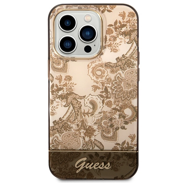Guess GUHCP14LHGPLHC iPhone 14 Pro 6.1" ocher hardcase Porcelain Collectioneng