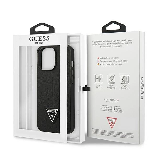 Guess GUHCP14LPSATLK iPhone 14 Pro 6.1" black/black hardcase SaffianoTriangle Logoeng