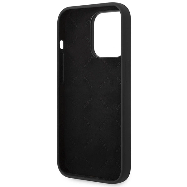 Guess Silicone Vintage Gold Logo iPhone 14 Pro Case - Blackeng
