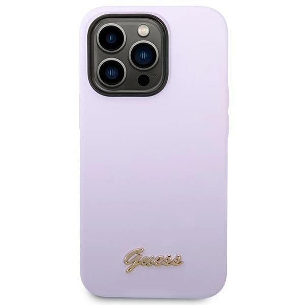 Guess GUHCP14LSLSMU iPhone 14 Pro 6.1" purple/purple hard case Silicone Vintage Gold Logoeng