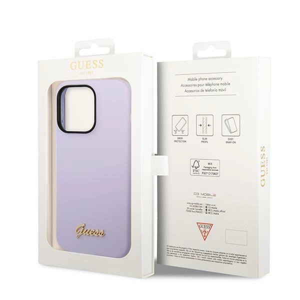 Guess GUHCP14LSLSMU iPhone 14 Pro 6.1" purple/purple hard case Silicone Vintage Gold Logoeng