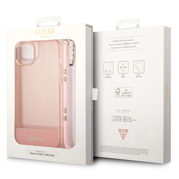 Guess GUHCP14MHGCOHP iPhone 14 Plus 6.7" pink/pink hardcase Translucent Pearl Strapeng