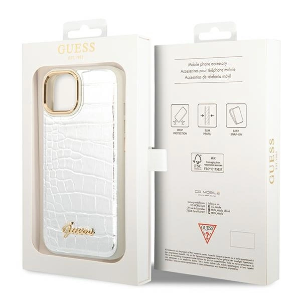 Guess GUHCP14MHGCRHS iPhone 14 Plus 6.7 "silver / silver hardcase Croco Collectioneng