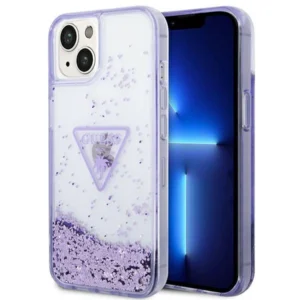 Guess Liquid Glitter Palm Collection case for iPhone 14 Plus 6.7" - purpleeng