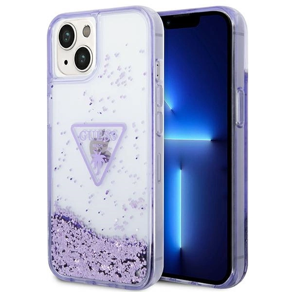 Guess Liquid Glitter Palm Collection case for iPhone 14 Plus 6.7" - purpleeng